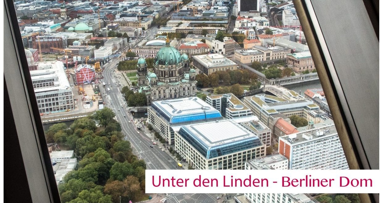 Aussicht vom Berliner Fernsehturm Richtung Unter den Linden und Berliner Dom